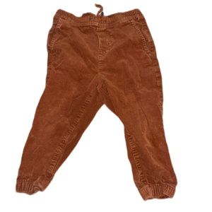 Janie and Jack Boys Corduroy Joggers Brown Stretch Drawstring Size 18-24 Months